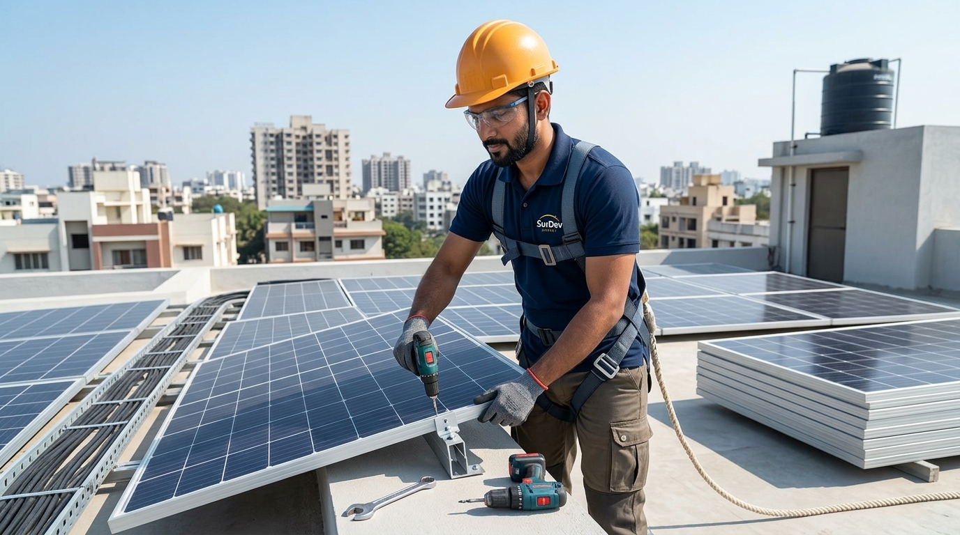 Residential Rooftop Solar 10 kW Hybrid at Bhicholi Mardana, Indore by SurDev Energy