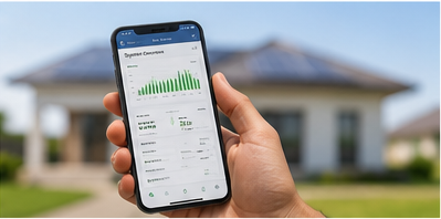SūryaAI app showing live solar generation and savings monitoring for a rooftop solar system