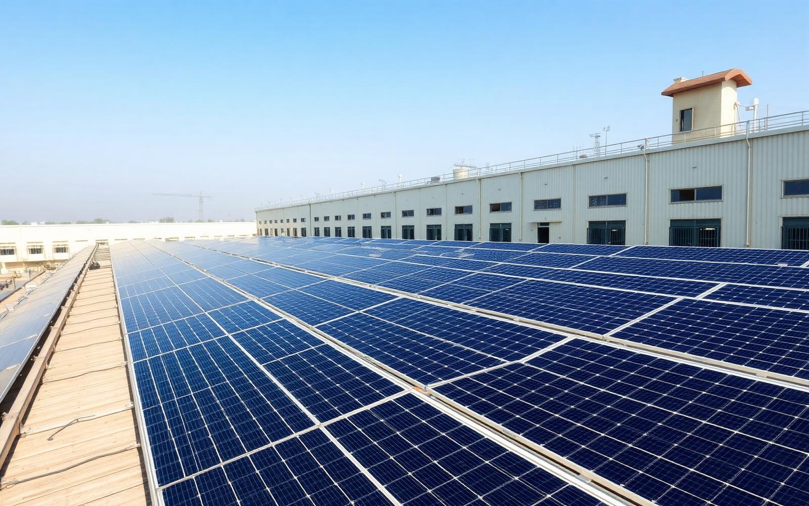 Commercial rooftop solar installation on a building in Indore