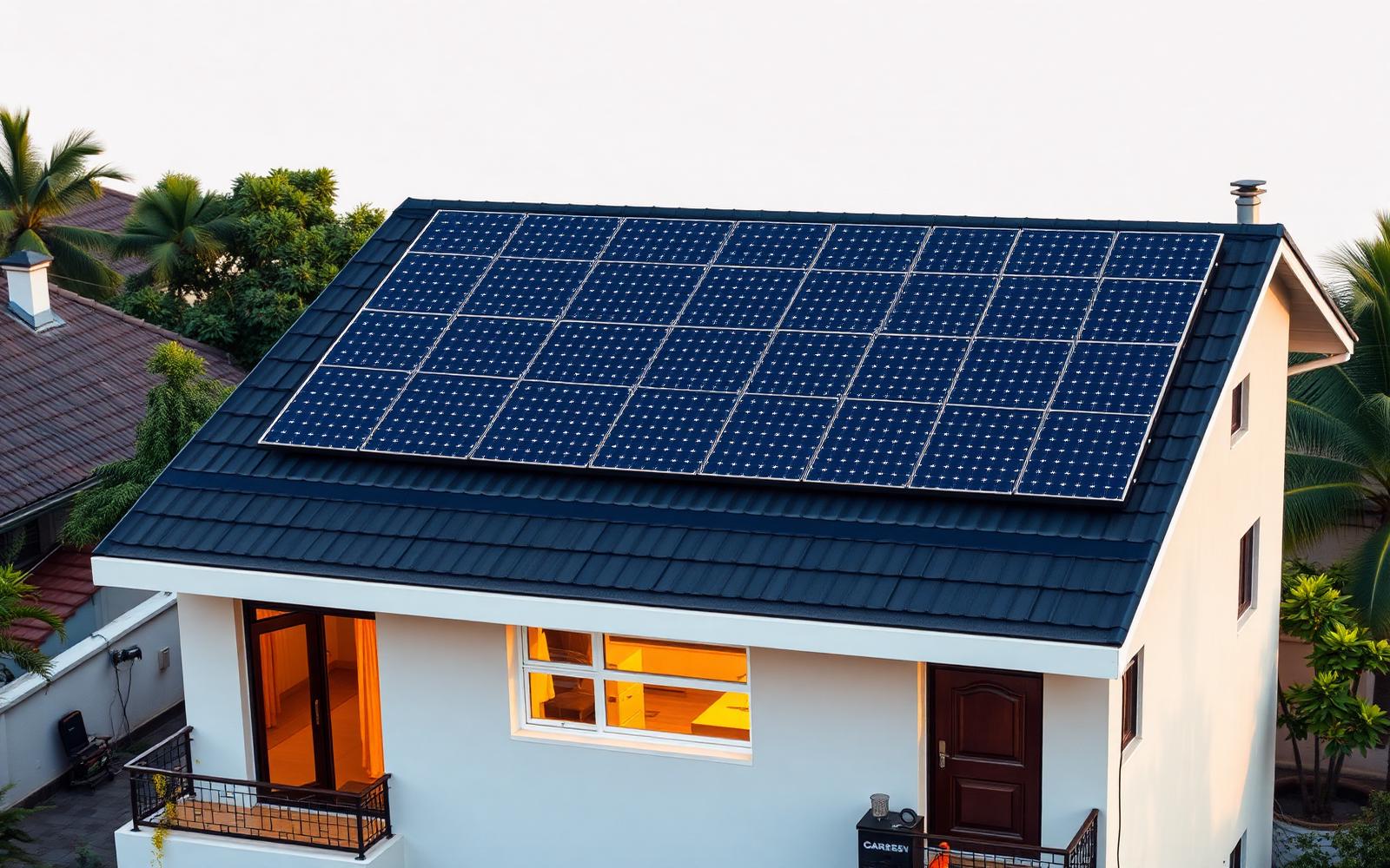 Residential rooftop solar installation on a home in Indore by SurDev Energy